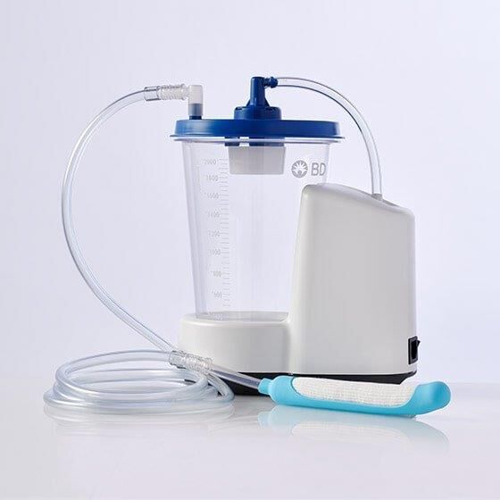 Side view of the PureWick&trade; Urine Collection System attached to the PureWick&trade; Female External Catheter